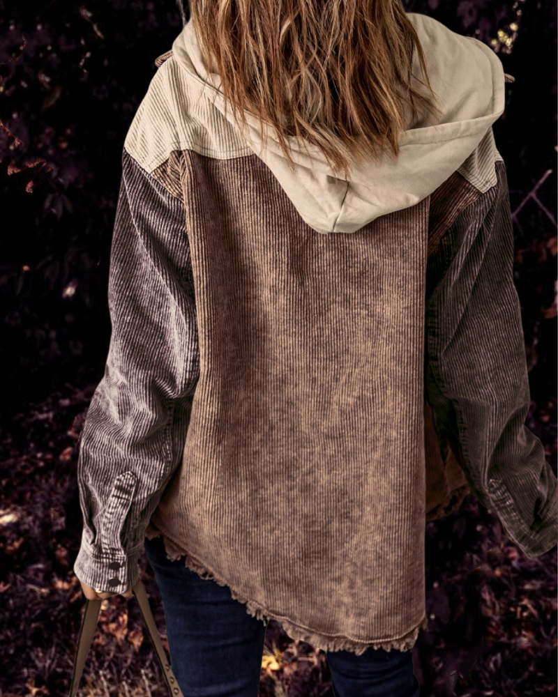 Peony | Retro Corduroy Los Hemdjasje met Capuchon voor Dames - Casual mode Bovenkleding