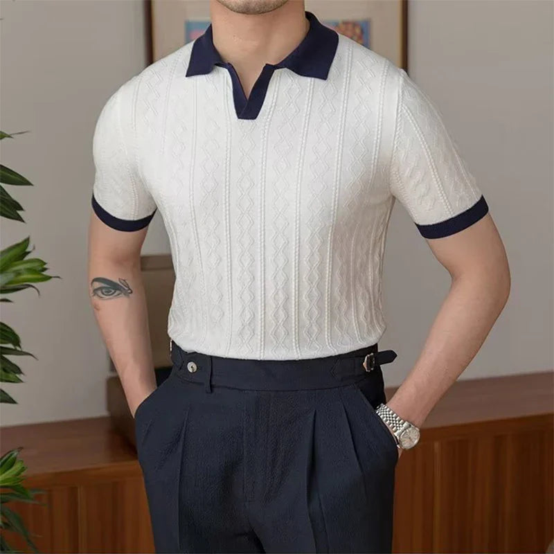 Ronan | Zomer Vintage gebreide patchwork polo