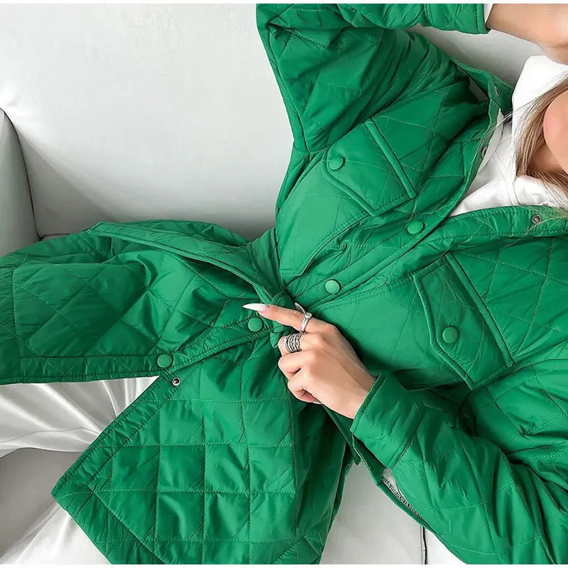 Lilibeth | Klassieke gewatteerde oversized jas voor dames - knoopsluiting, warme winterkleding