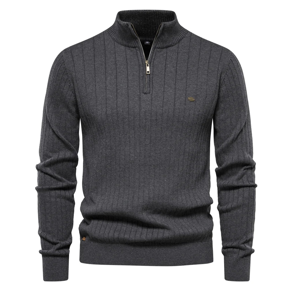 Brannon | Pull d'hiver épais pour homme avec col zippé - Pull décontracté, chaud et confortable pour les temps froids