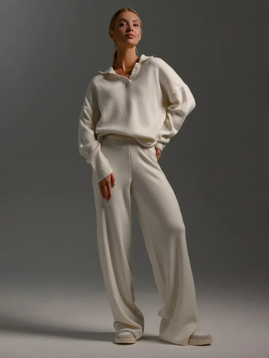 Norelia | 2-delige gebreide loungewearset voor dames, trui en broek, casual comfortabele outfit