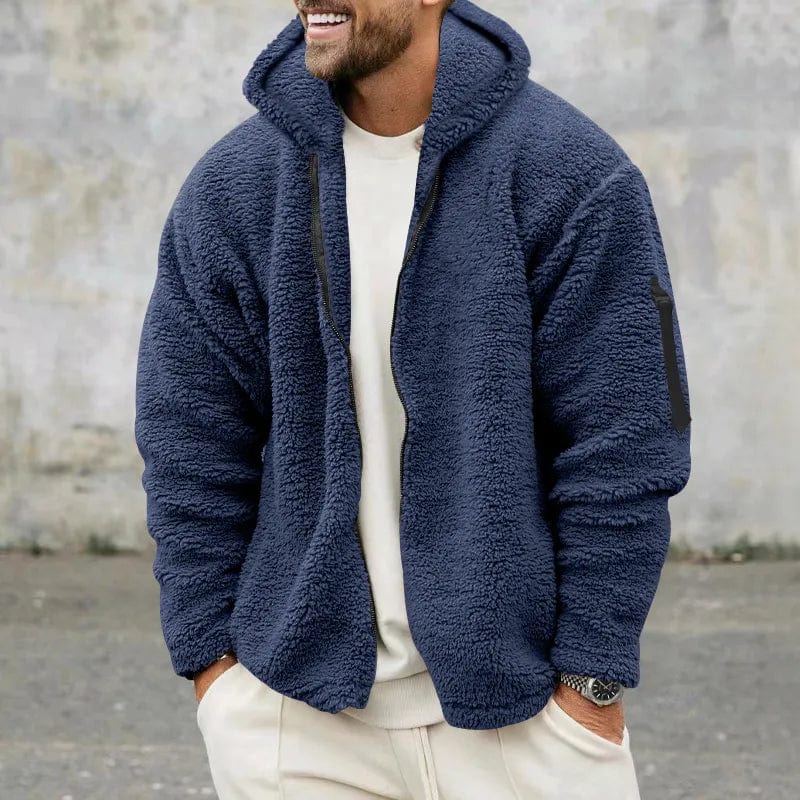 Asheron | Teddy fleece jas voor heren met capuchon – Warme, zachte, casual winterjas