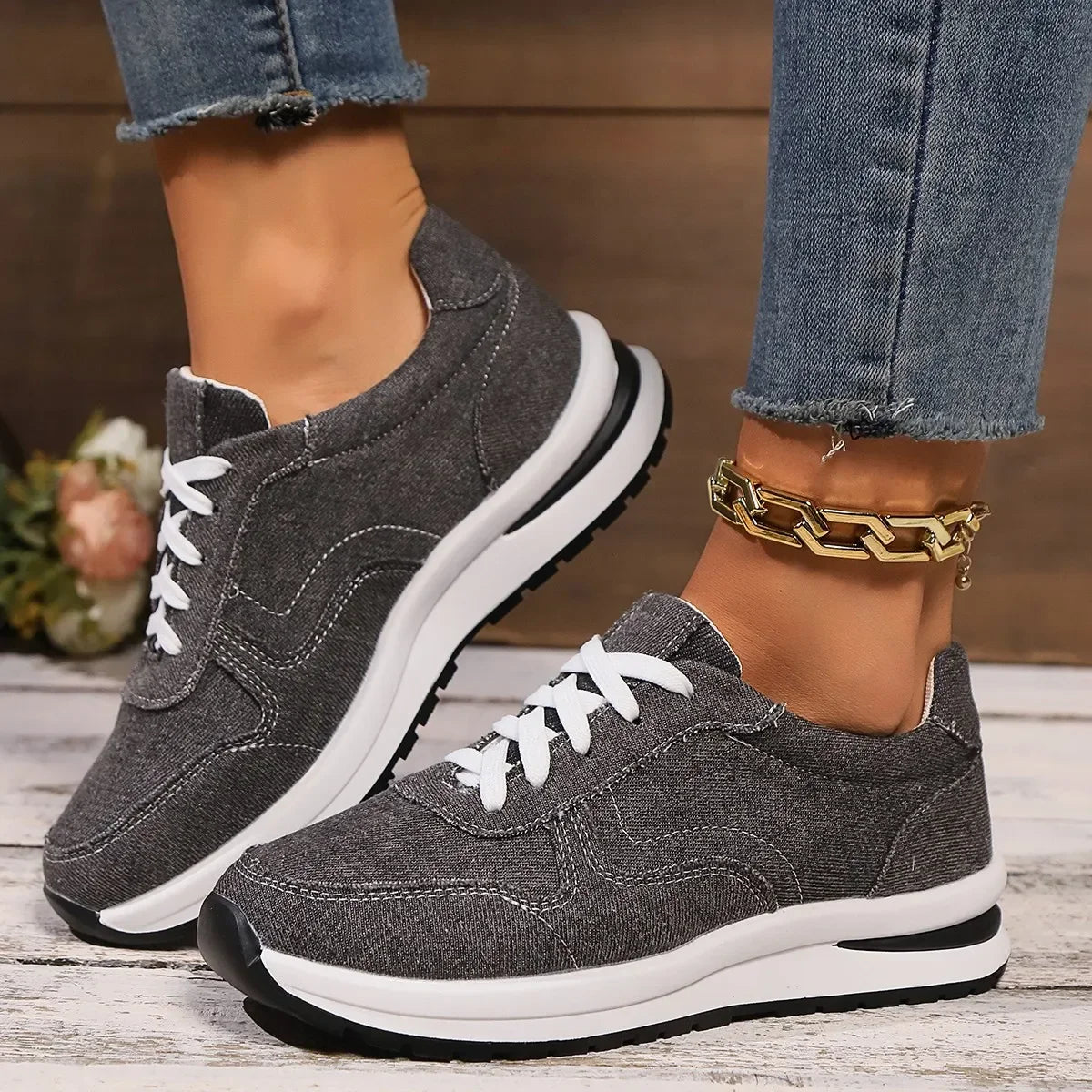 Bluette | Denim Sneakers voor dames, casual schoenen, ademend, stijlvol