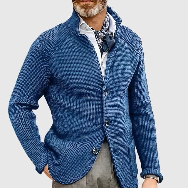Zavian | Retro militair vest voor heren met opstaande kraag – gebreide trui, casual jasje, vintage stijl