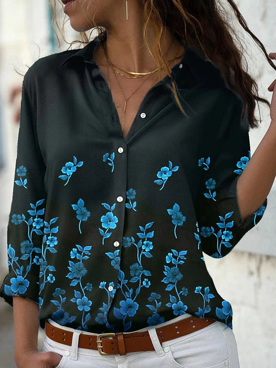 Nyrelle | Elegant damesoverhemd met print – Casual, lichtgewicht blouse met lange mouwen
