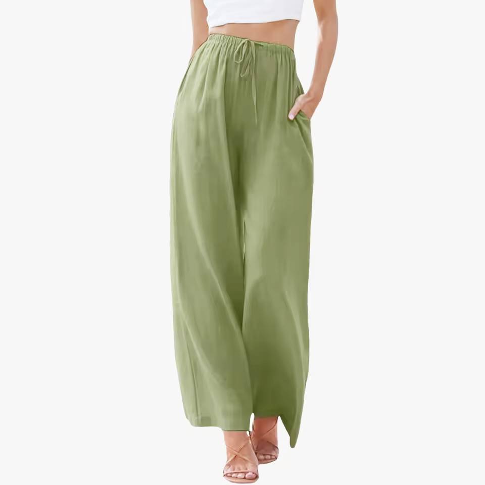 Caine | Chique damesbroek met wijde pijpen – Elegante kantoorbroek met hoge taille