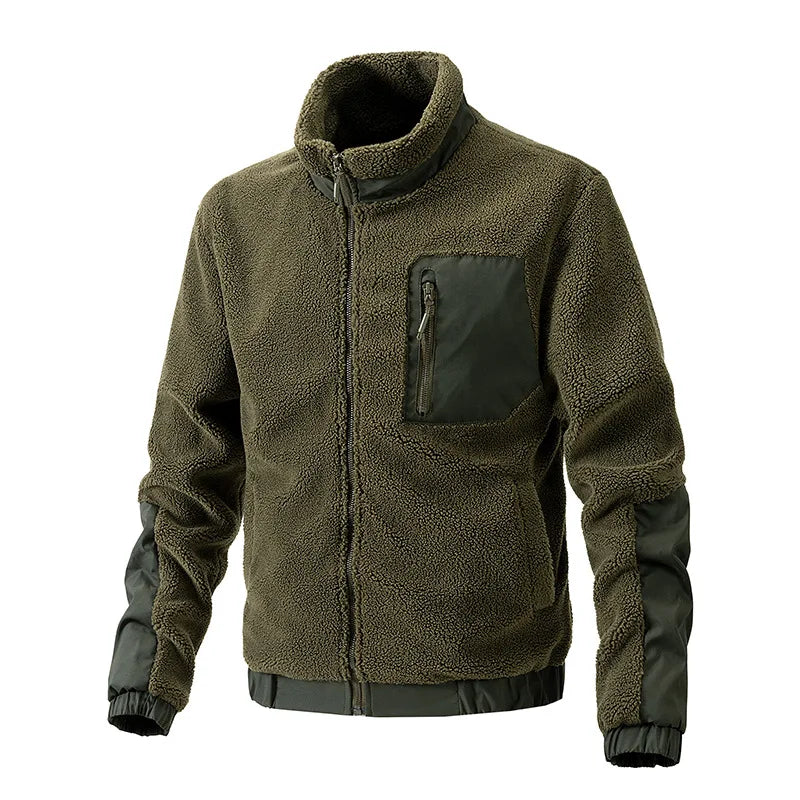 Davion | Heren winter warm fleece jack met kraag en zakken