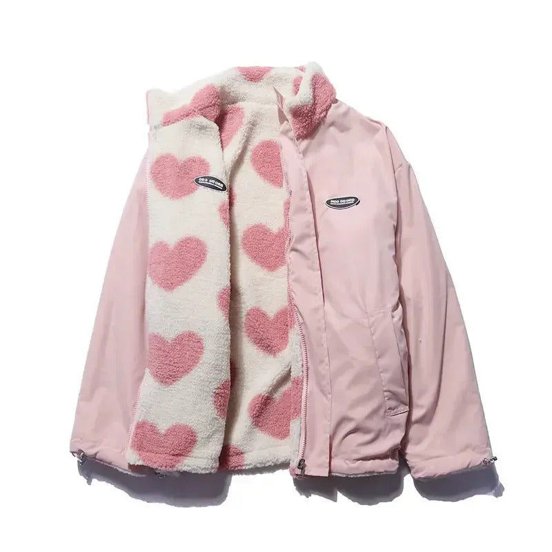 Amariel | Veste réversible pour femme à imprimé cœur – Vêtement d'extérieur décontracté, confortable et léger
