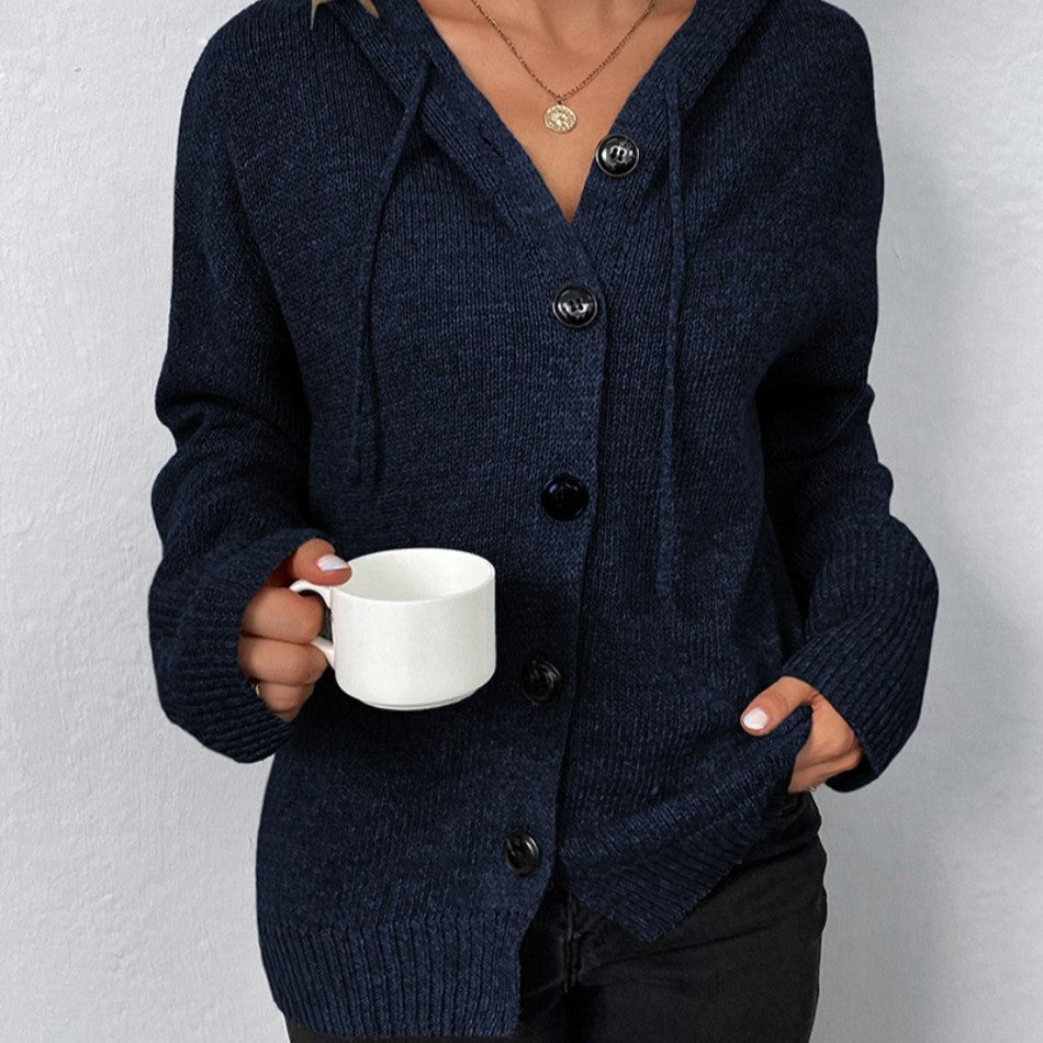 Galadriel | Gebreid damesvest met capuchon, warme longline truijas voor de winter, casual veelzijdig ontwerp