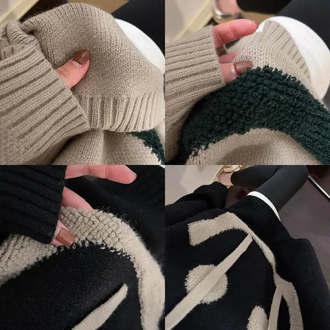 Aaliyah | Pull long moderne à motif smiley pour femme - Maille douce et décontractée, idéal pour l'hiver et l'automne