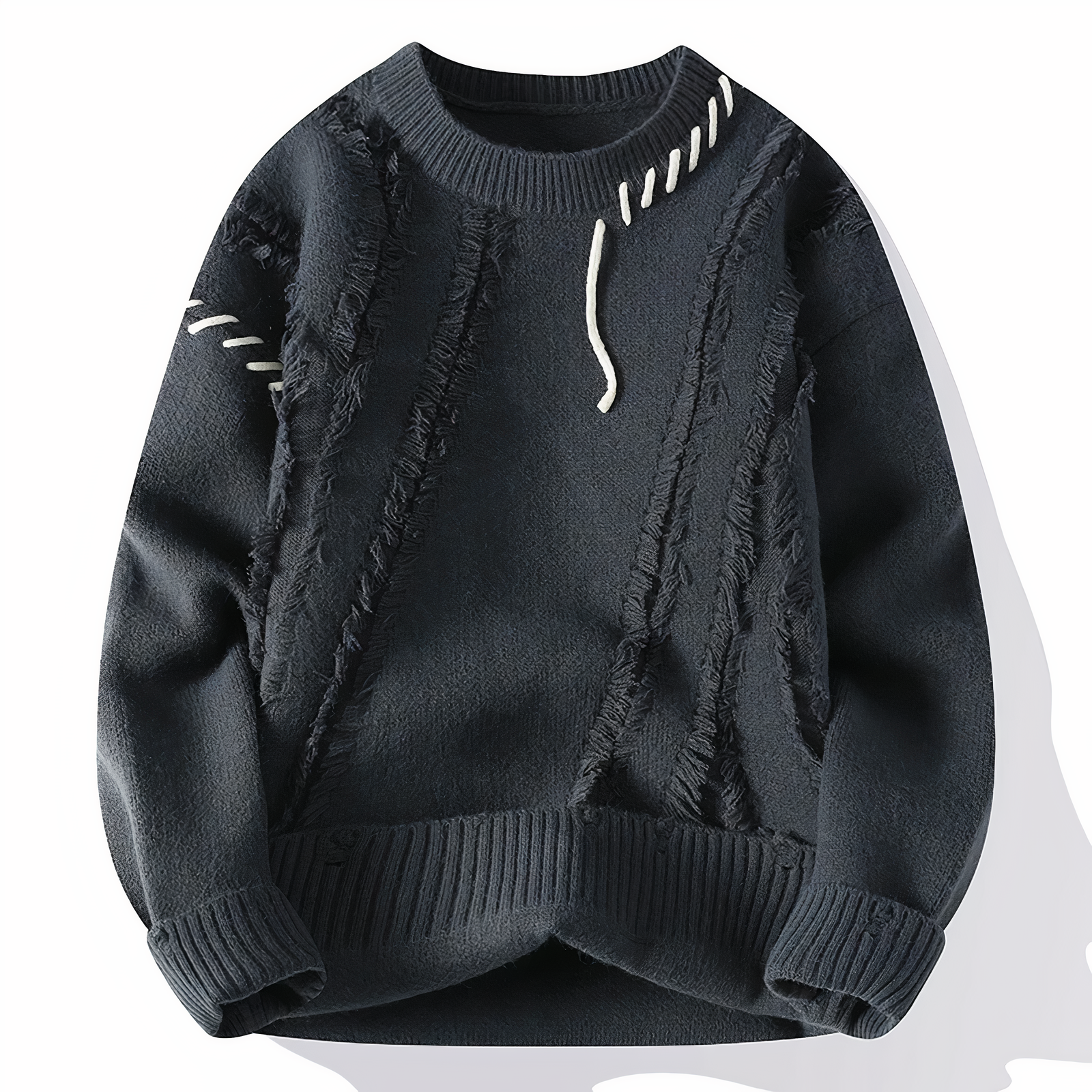 Brevik | Patchwork trui voor heren, distressed design, veelkleurig, casual en stijlvolle knitwear