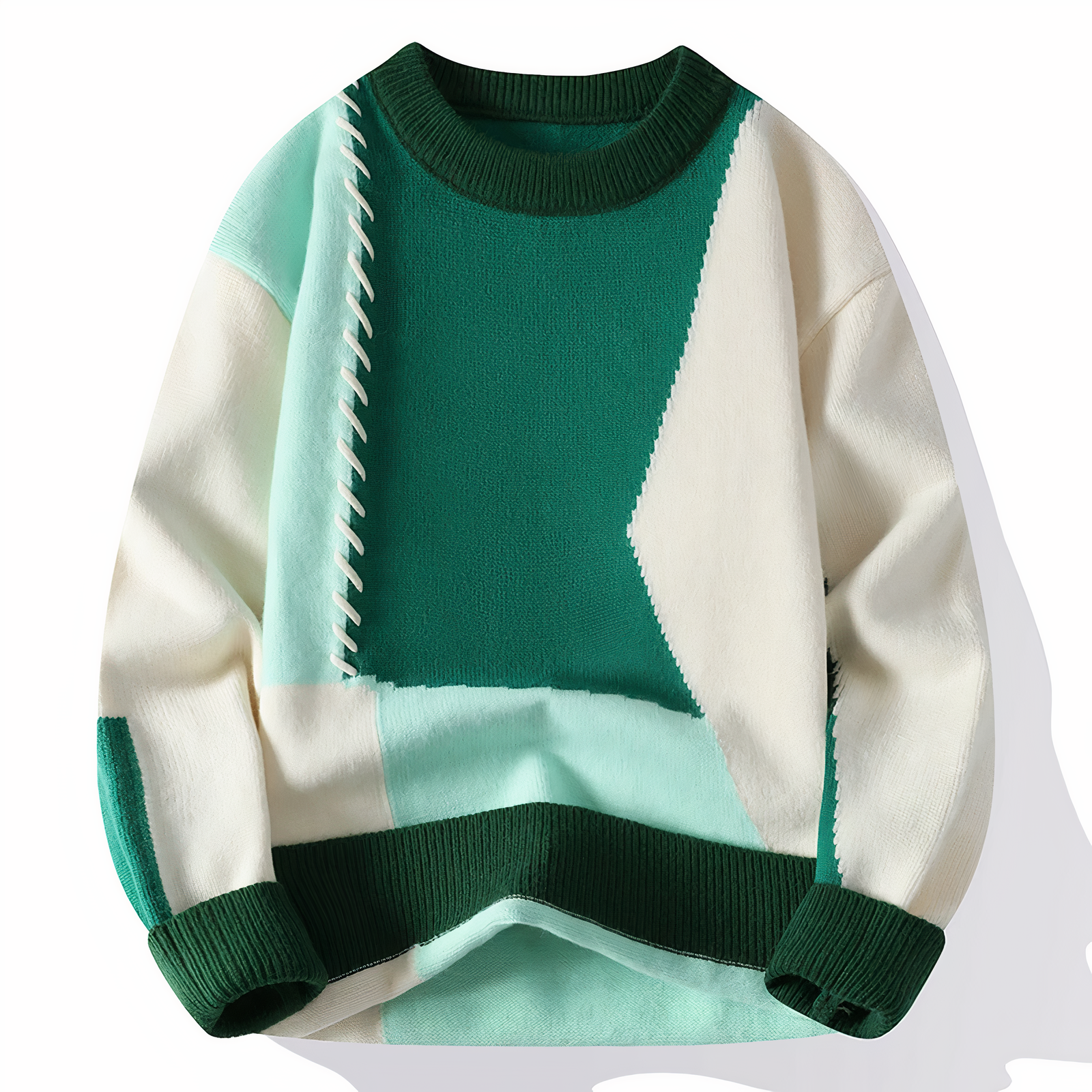 Brevik | Patchwork trui voor heren, distressed design, veelkleurig, casual en stijlvolle knitwear