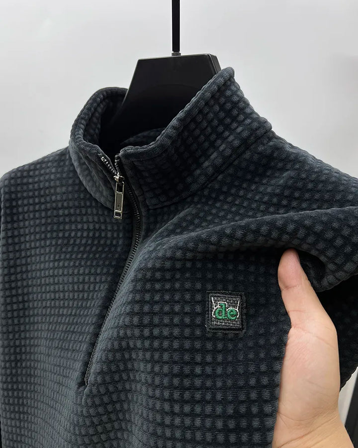Jurij | Premium alpaca fleece trui met halve rits voor heren – Warme, zachte, casual en outdoor pullover