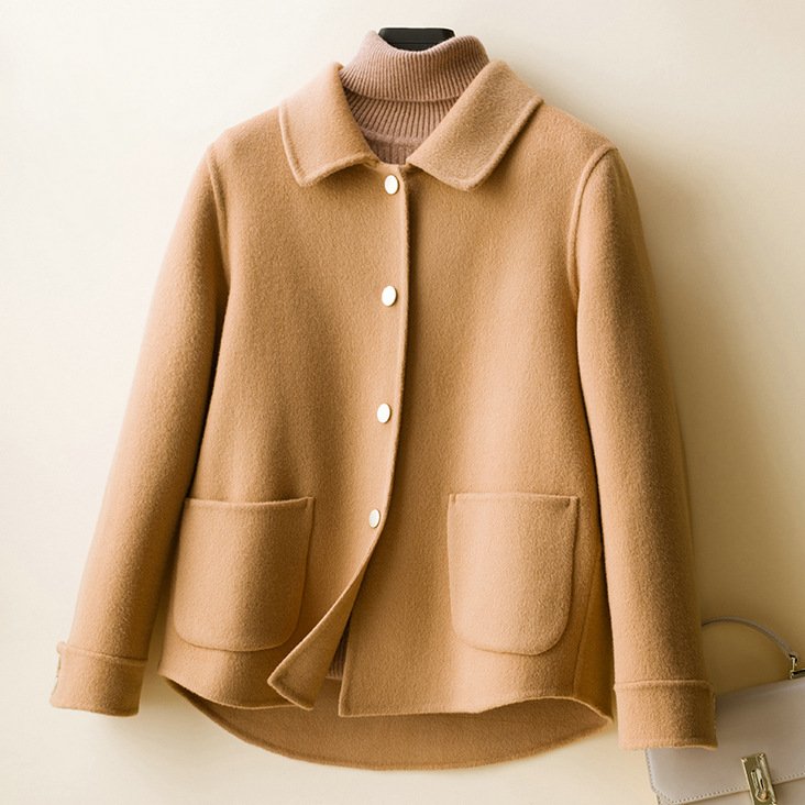 Azlyn | Damenmantel aus Wollmischung – Taillierter Wintermantel mit Reverskragen und Taschen