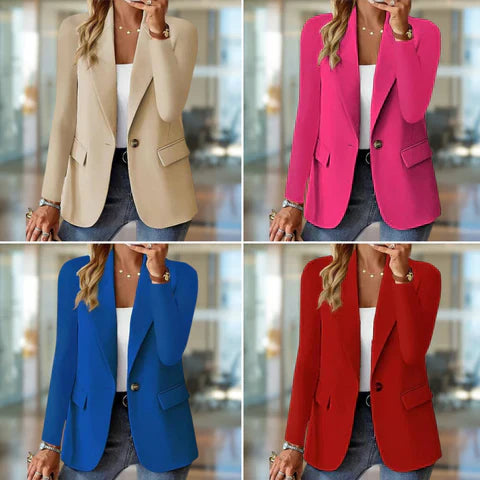 Halira | Damesblazer met getailleerde pasvorm en enkele knoopsluiting – Stretch jasje op maat