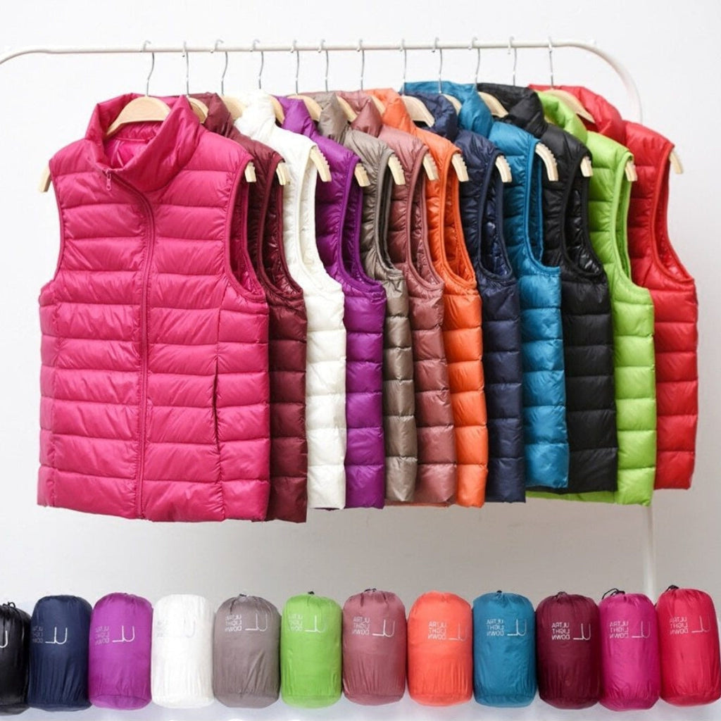 Sylviane | Dames mouwloos waterdicht puffer vest – volledige ritssluiting, opstaande kraag, winddicht, outdoor jas