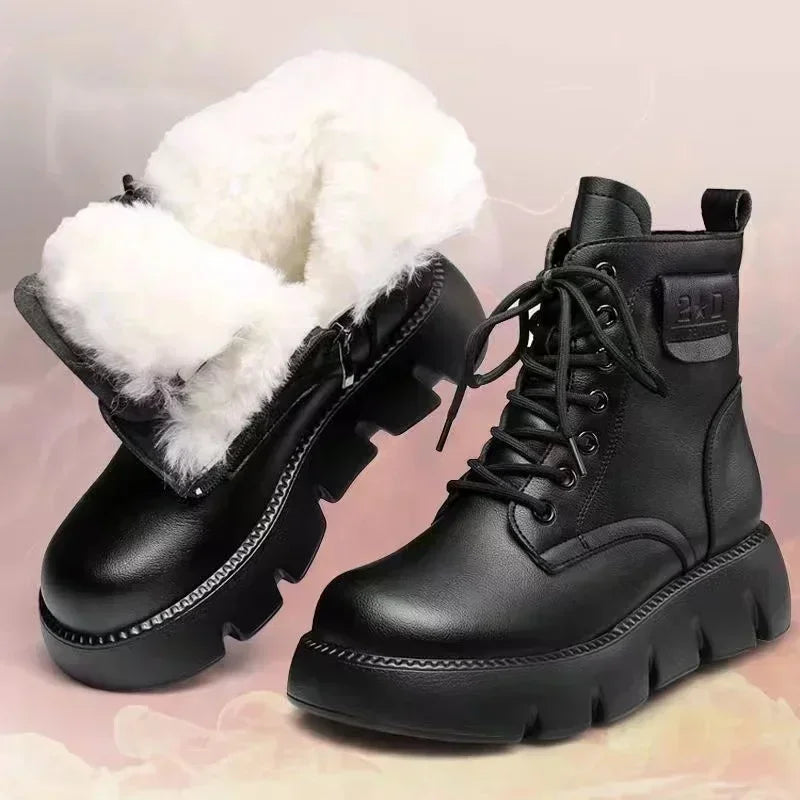 FuzzyStride | Vegan Winter Bontgevoerde grove Enkellaarzen voor dames