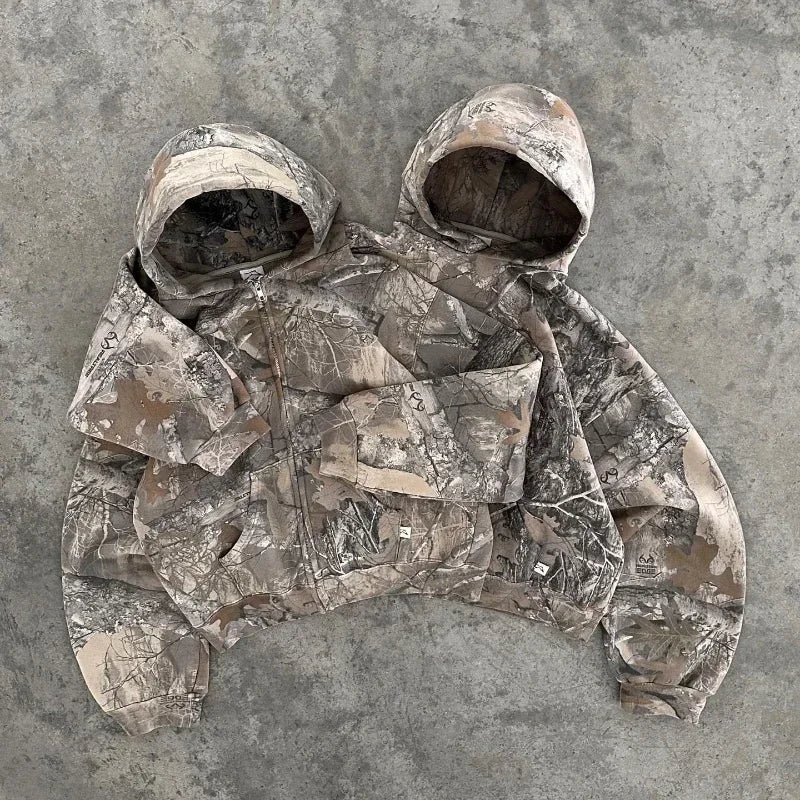 Branson | Heren Vintage Camouflage Trainingspak Set - Oversized Hoodie en Broek