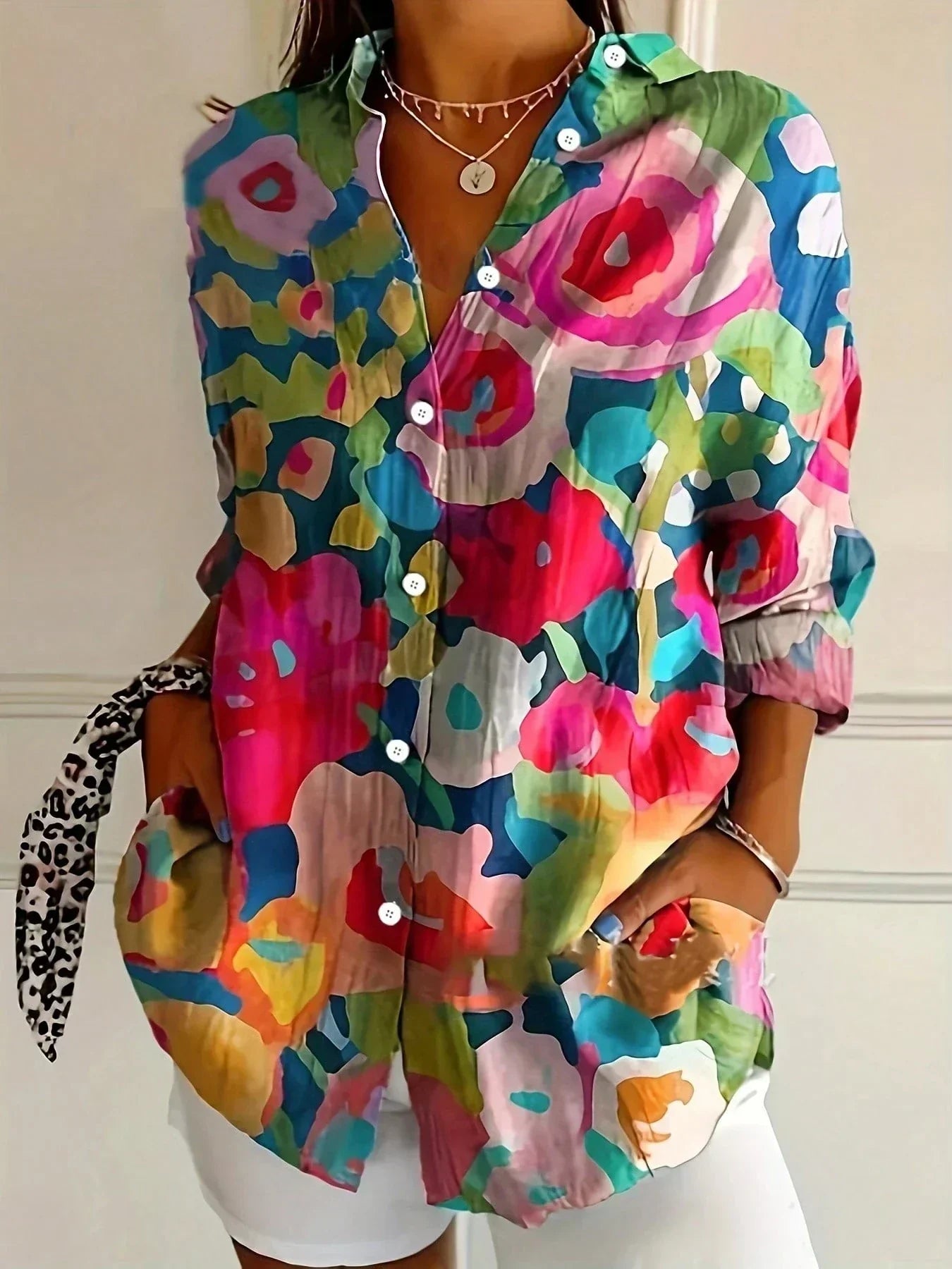 Kaniya | Casual overhemd met print – Kleurrijke damesblouse met patroon