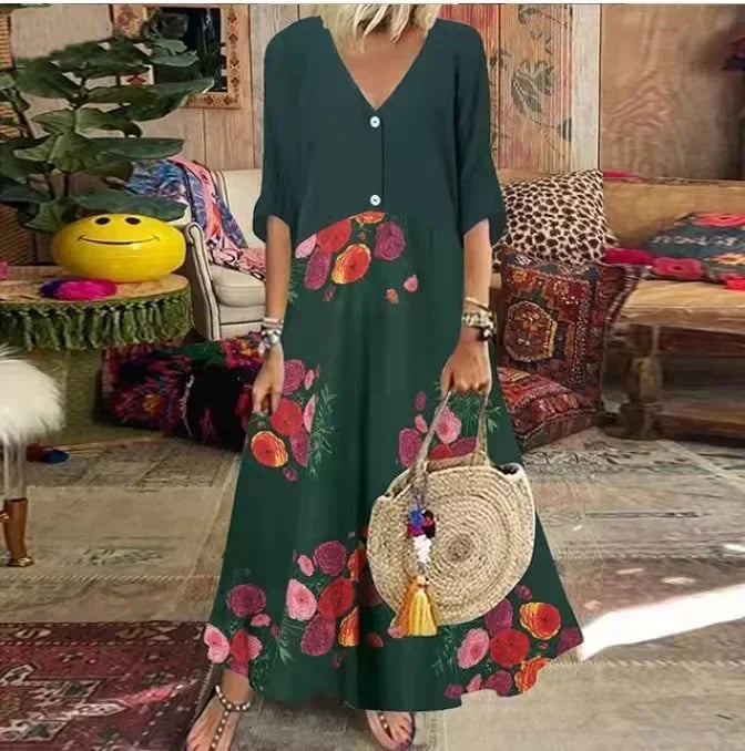 Vaelah | Lange zomerjurk voor dames – Maxi-jurk met print in een casual-elegante stijl