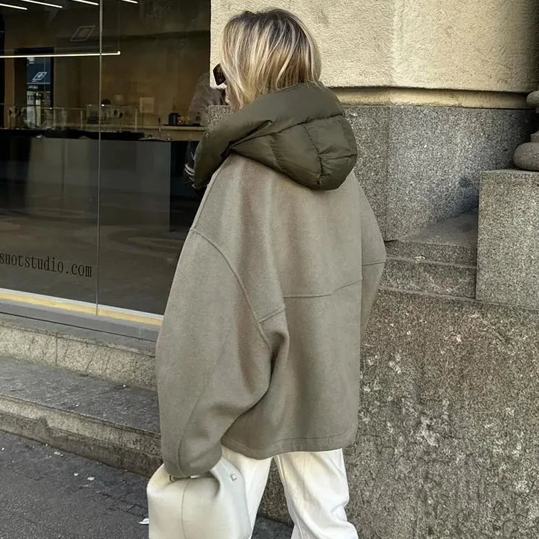 Divya | Casual oversized dames winterjas met capuchon - Zachte, warme, comfortabele bovenkleding