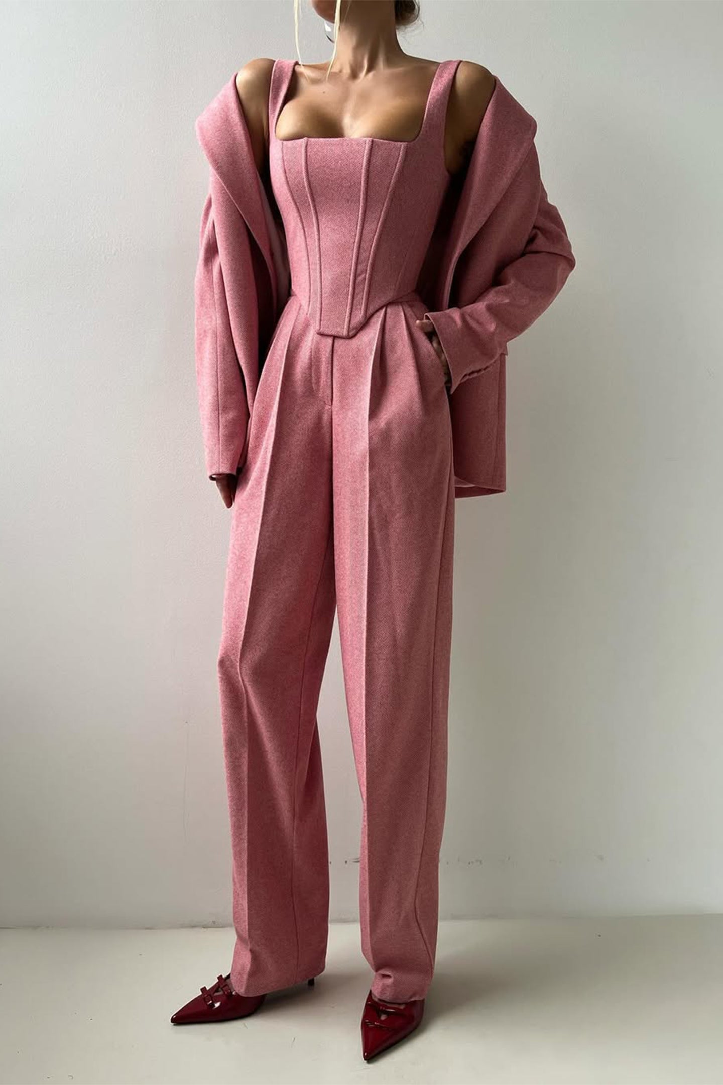 Elaris | Chique 3-delige damespak met blazer met dubbele rij knopen