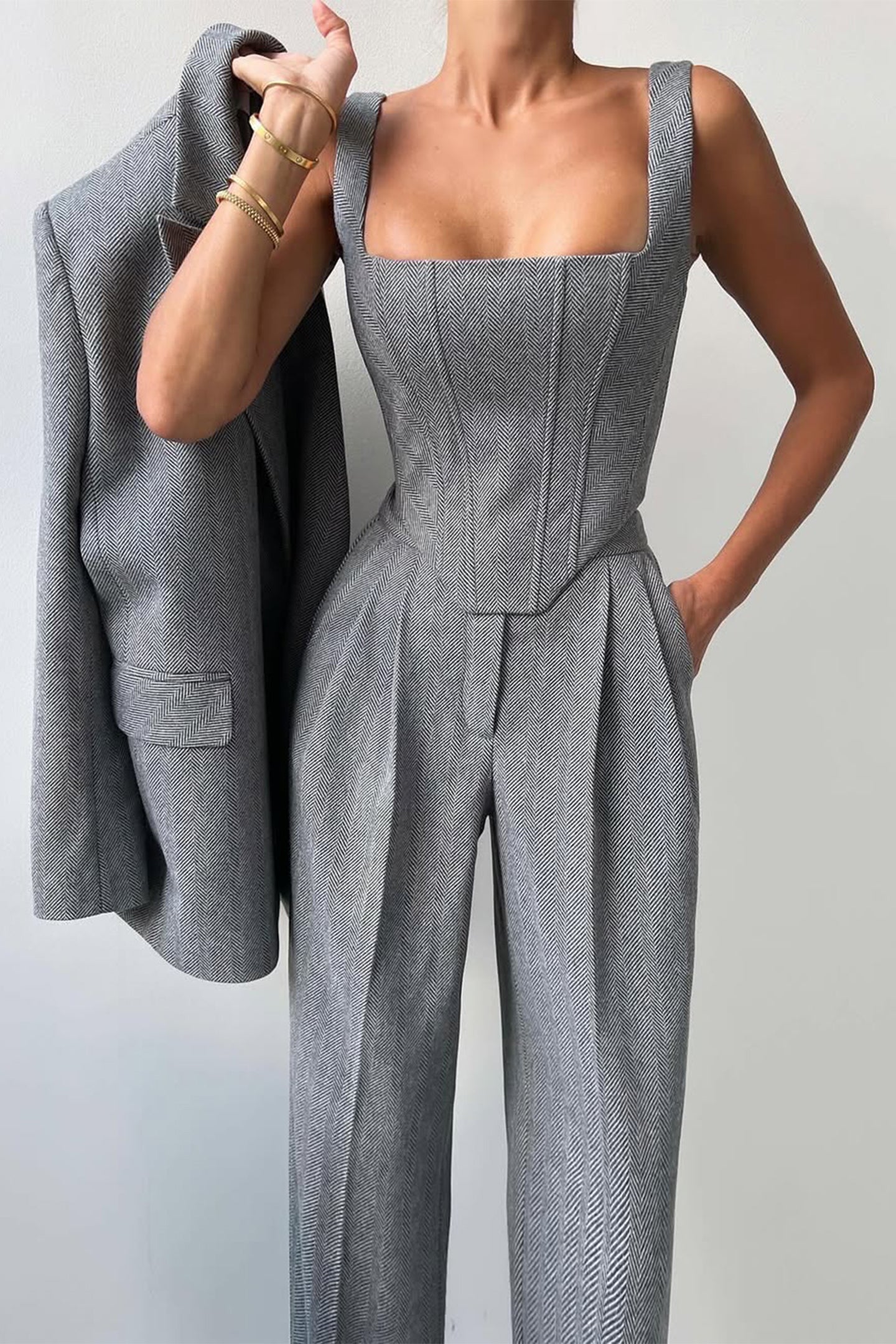 Elaris | Chique 3-delige damespak met blazer met dubbele rij knopen