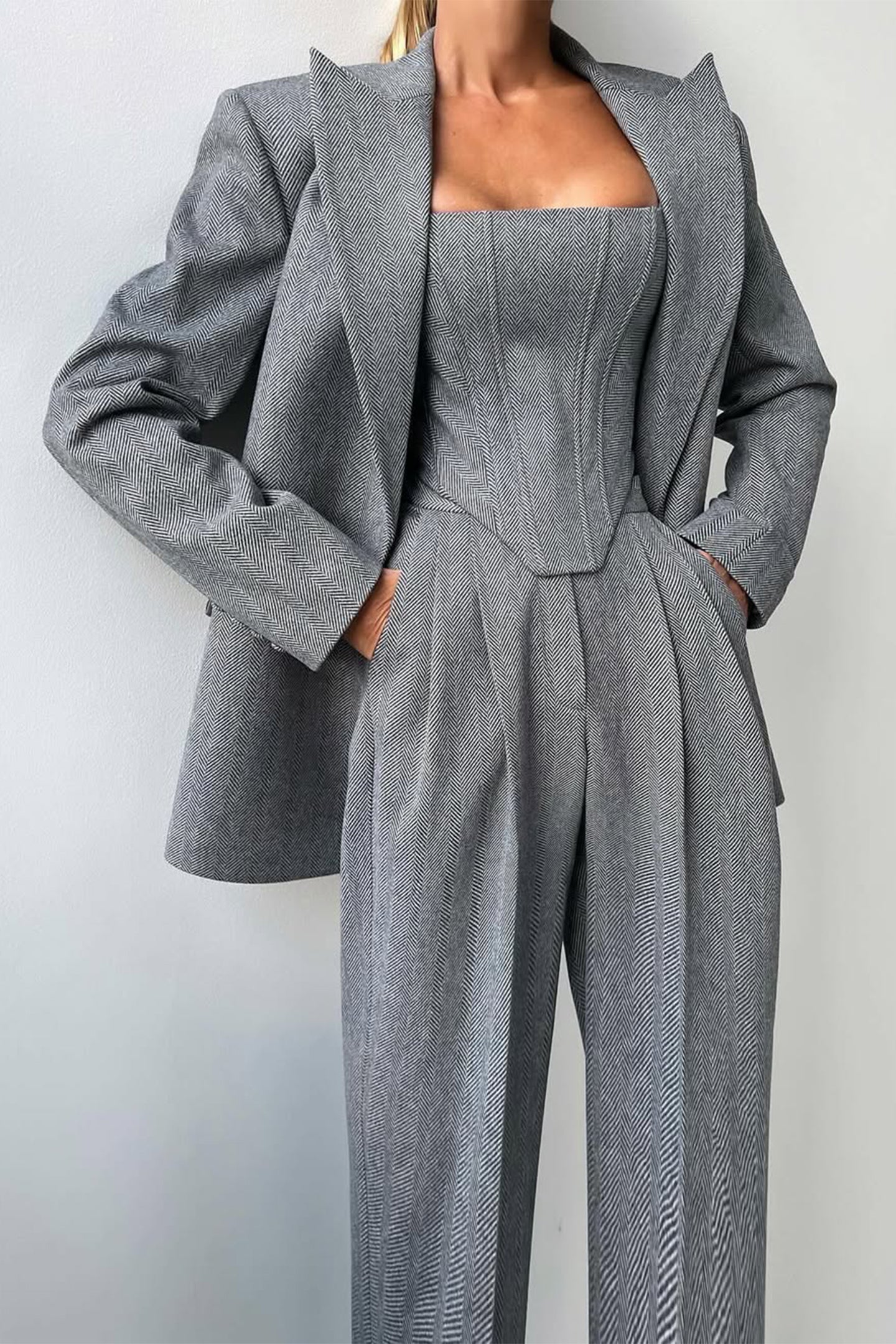 Elaris | Chique 3-delige damespak met blazer met dubbele rij knopen
