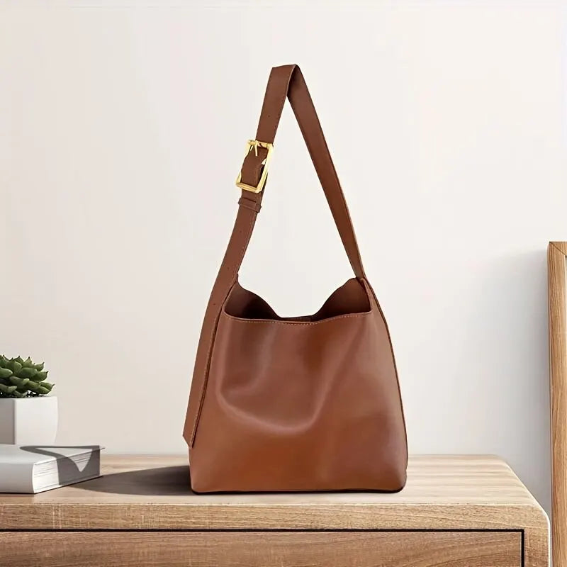 AuraSling | Leren schoudertas voor dames, minimalistische handtas met grote capaciteit, elegante tas voor dagelijks gebruik