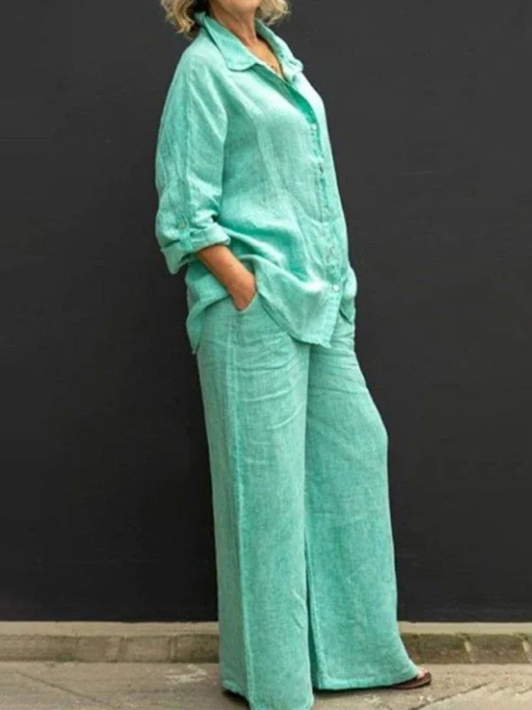 Felyn | Casual linnen set – Vintage zomerse outfit voor dames met losse pasvorm
