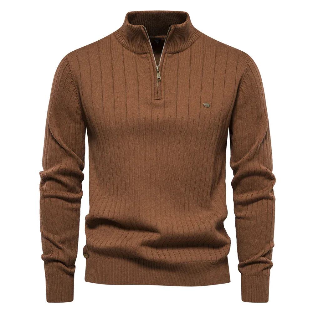 Brannon | Pull d'hiver épais pour homme avec col zippé - Pull décontracté, chaud et confortable pour les temps froids