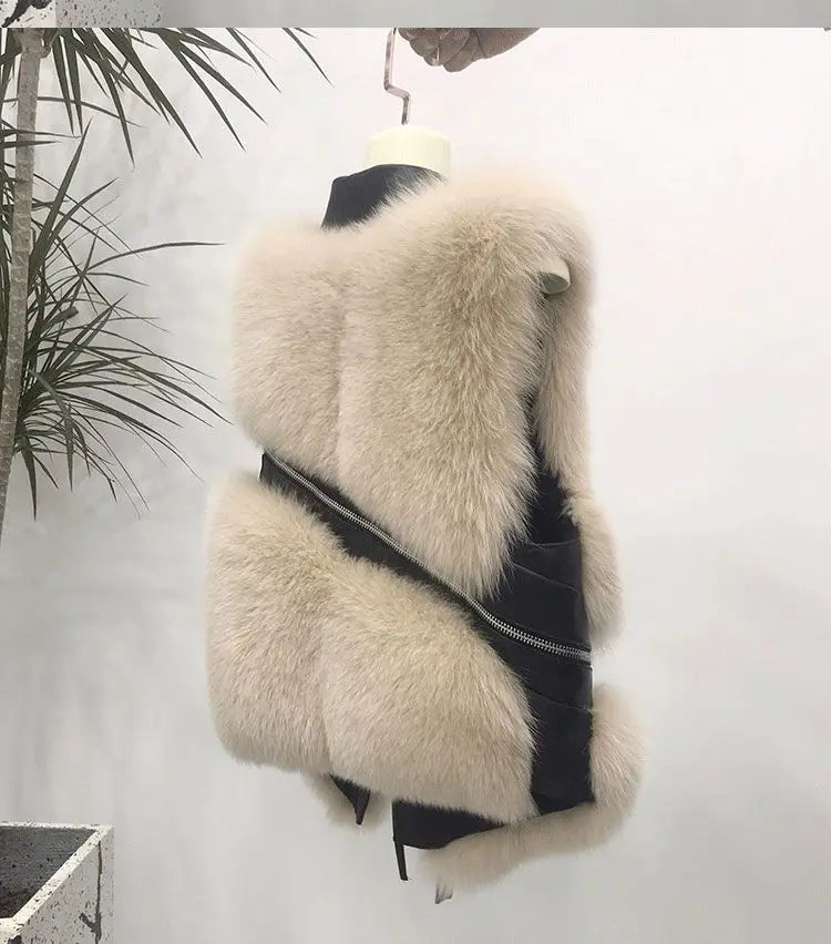 Carina | Patchwork vest van imitatiebont voor dames - stijlvol mouwloos wintervest, warme, knusse laagjes top