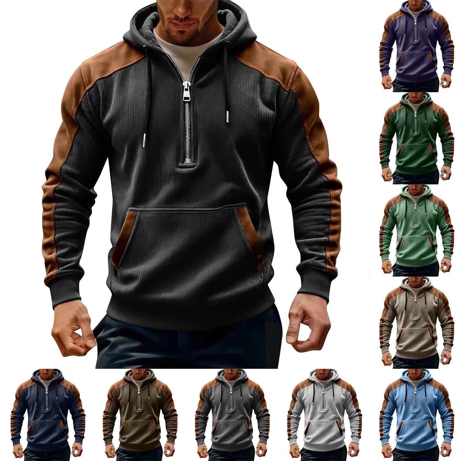 Lumeon | cHerenhoodiejack met ritssluiting, casual sweatshirt met capuchon