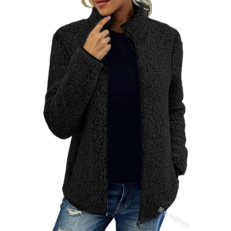 Delvanna | Dames winter fleece jas – Warme, zachte casual outdoor jas