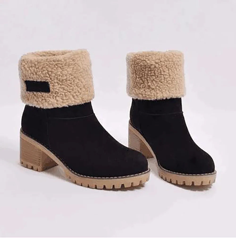 FrostFit | Suède Sneeuwlaarzen voor Vrouwen Knus Mid-Tube Ontwerp, Dikke Hak, Warme Winterschoenen