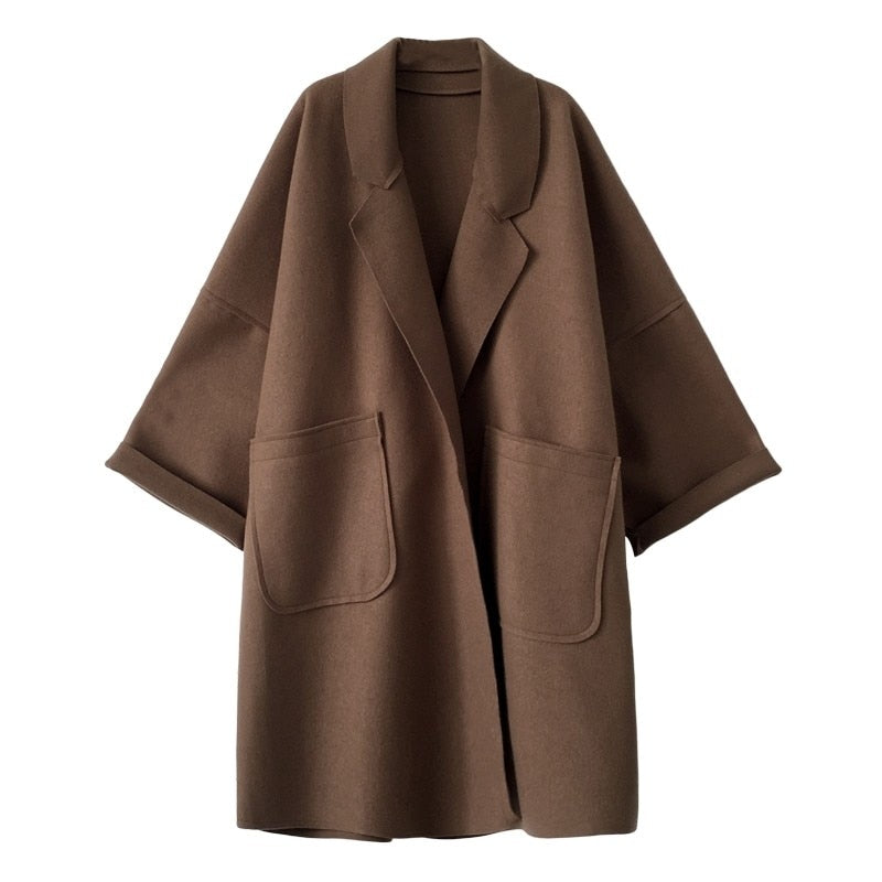 Lola | Chique wollen oversized trenchcoat met zakken voor dames - stijlvolle herfst- en winterkleding