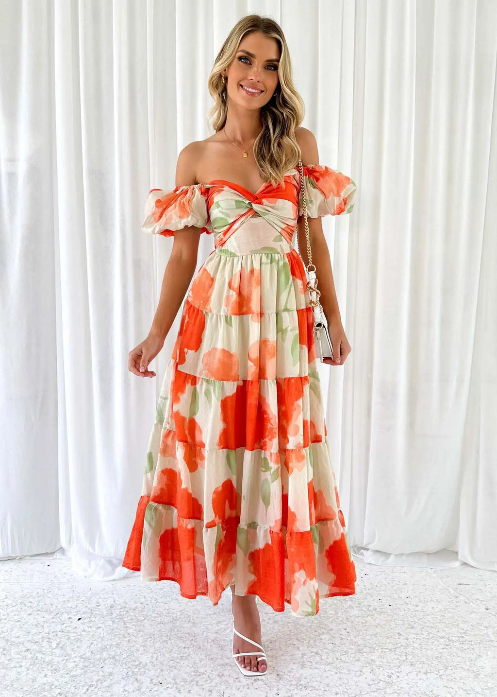 Maxene | Chique zomerse maxi-jurk met pofmouwen