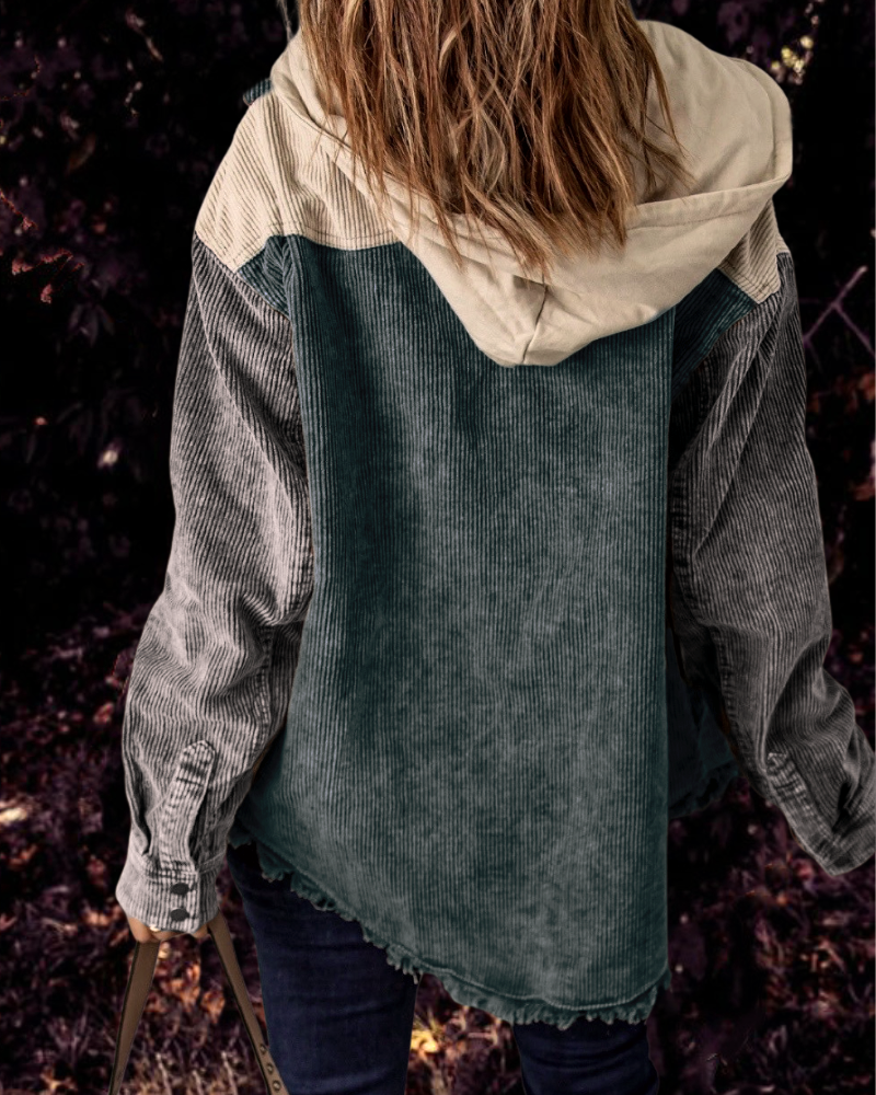 Peony | Retro Corduroy Los Hemdjasje met Capuchon voor Dames - Casual mode Bovenkleding