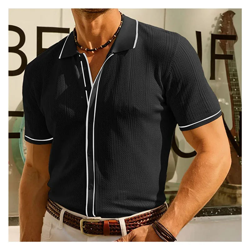 Hansel | Heren Ademend Gebreid Poloshirt - Korte Mouw, Casual Zomer Top