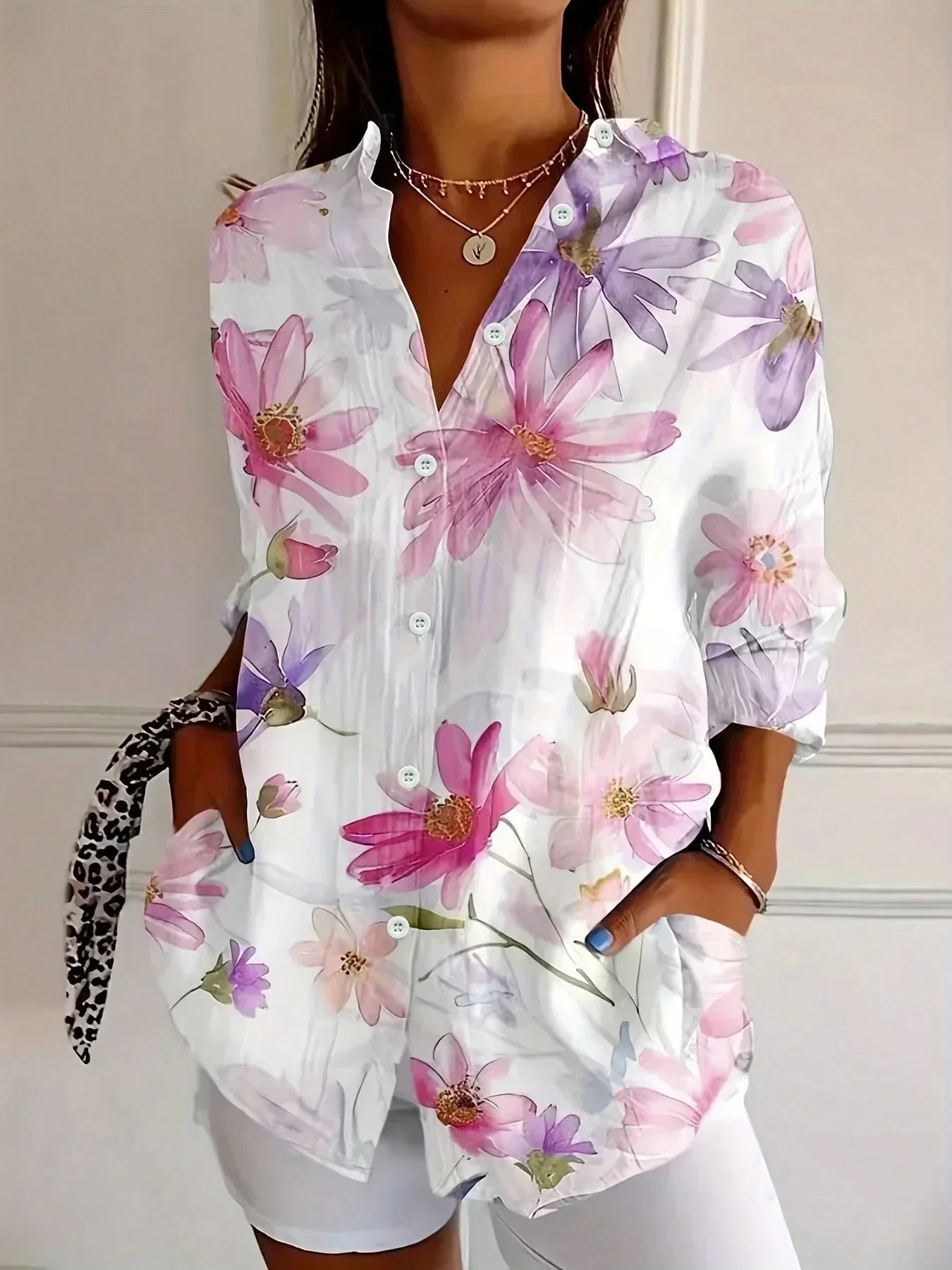 Kaniya | Casual overhemd met print – Kleurrijke damesblouse met patroon