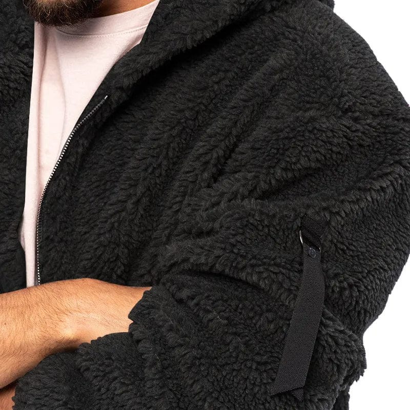 Asheron | Teddy fleece jas voor heren met capuchon – Warme, zachte, casual winterjas