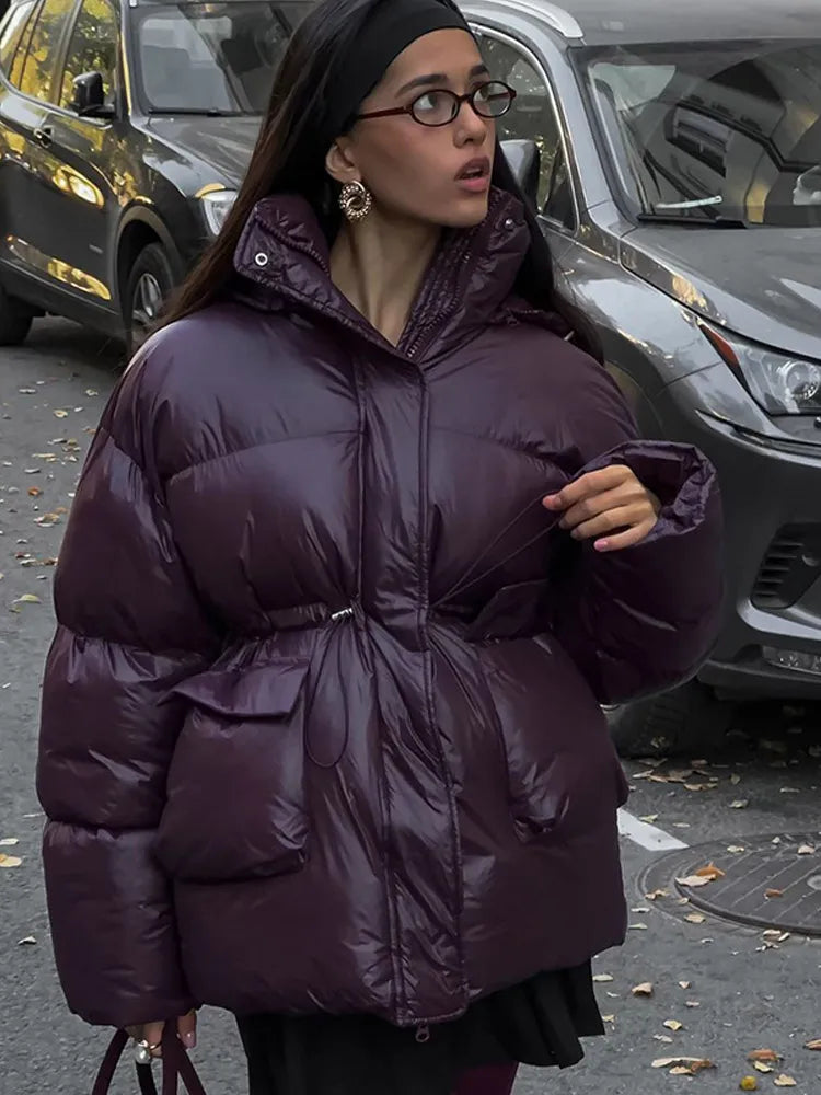 Adalind | Bourgondische Puffer Winterjas voor Dames - Warme Isolerende Jas