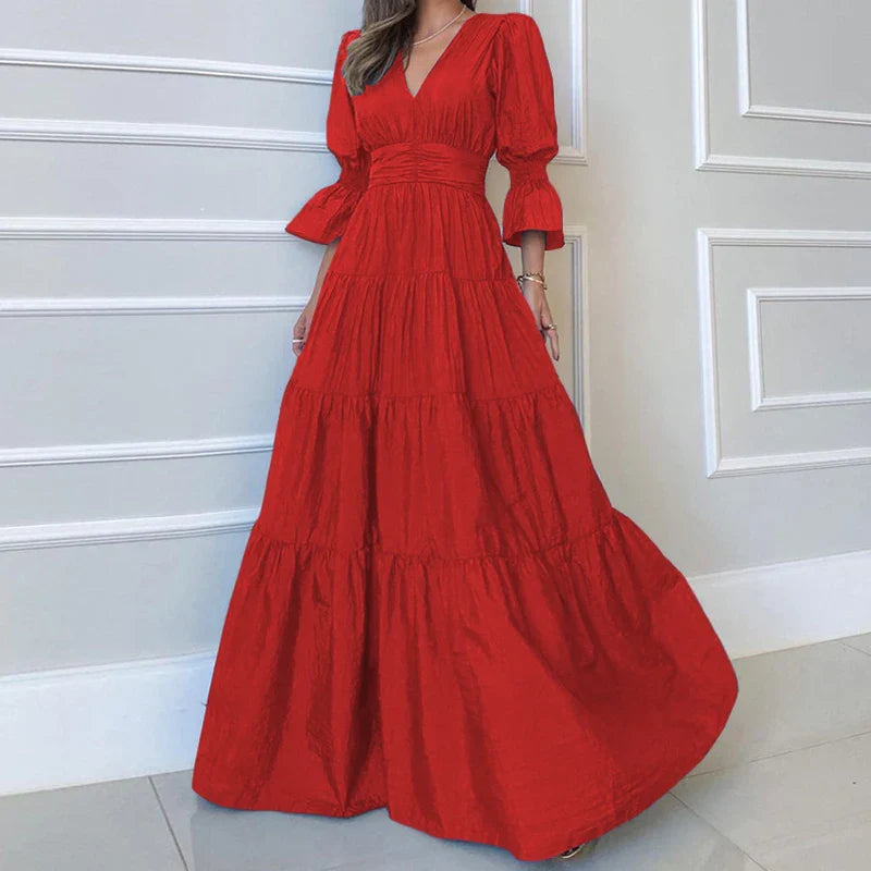 Aivy | cLange, elegante jurk voor dames – Gedrapeerde, zwierige maxi-avondjurk