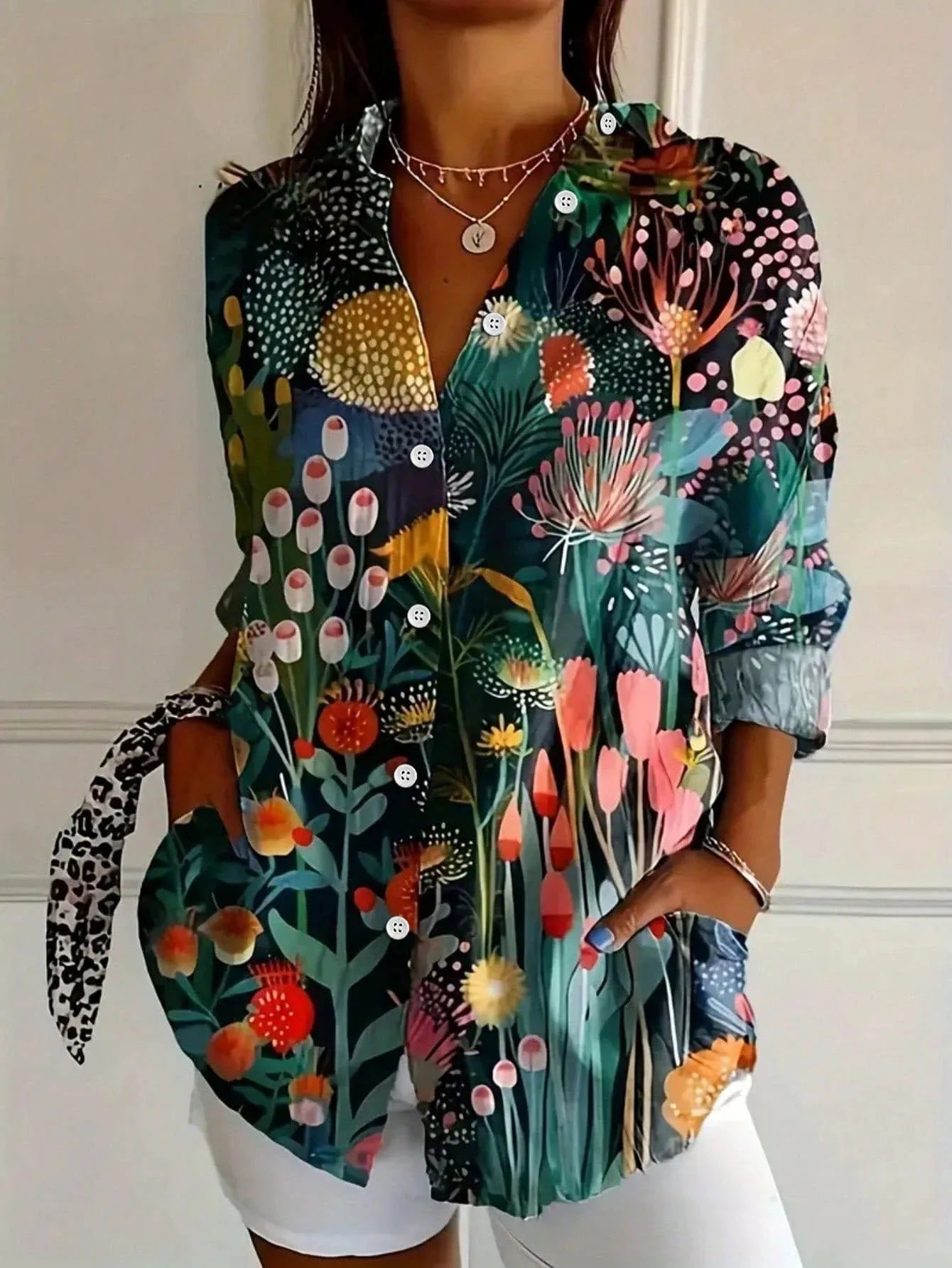 Kaniya | Casual overhemd met print – Kleurrijke damesblouse met patroon