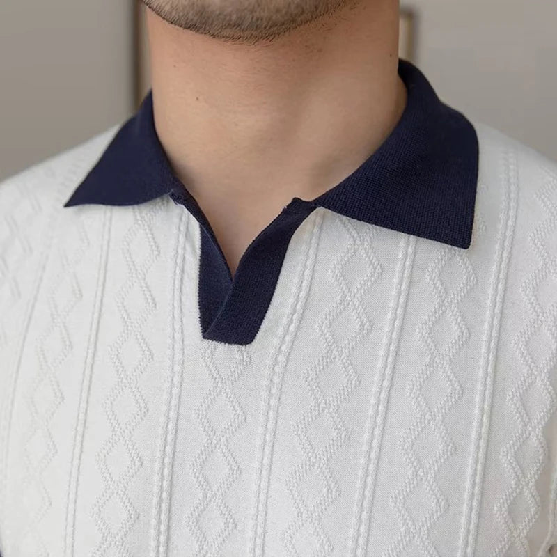 Ronan | Zomer Vintage gebreide patchwork polo
