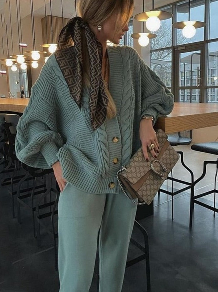 Angelina | Knitted Cardigan & Legging Set - Cozy 2-Piece Winter Outfit