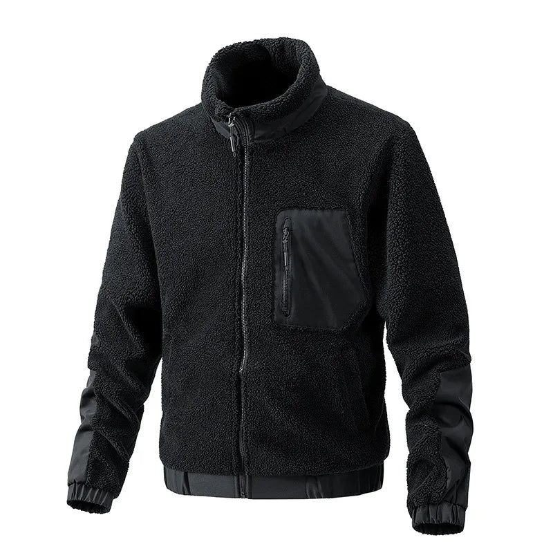 Davion | Heren winter warm fleece jack met kraag en zakken