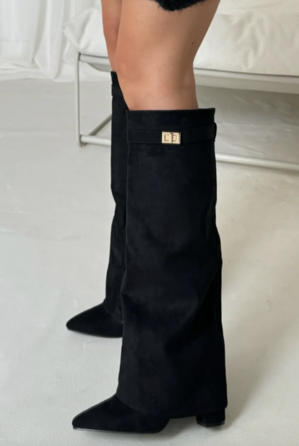 Tallure | Bottes hautes en daim pour femme – coupe large, fermeture éclair confortable