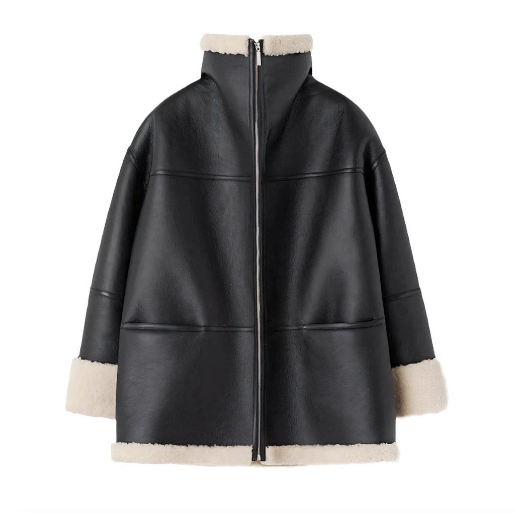 Janiyah | Bontgevoerde leren winterjas voor dames - stijlvol, warm en comfortabel