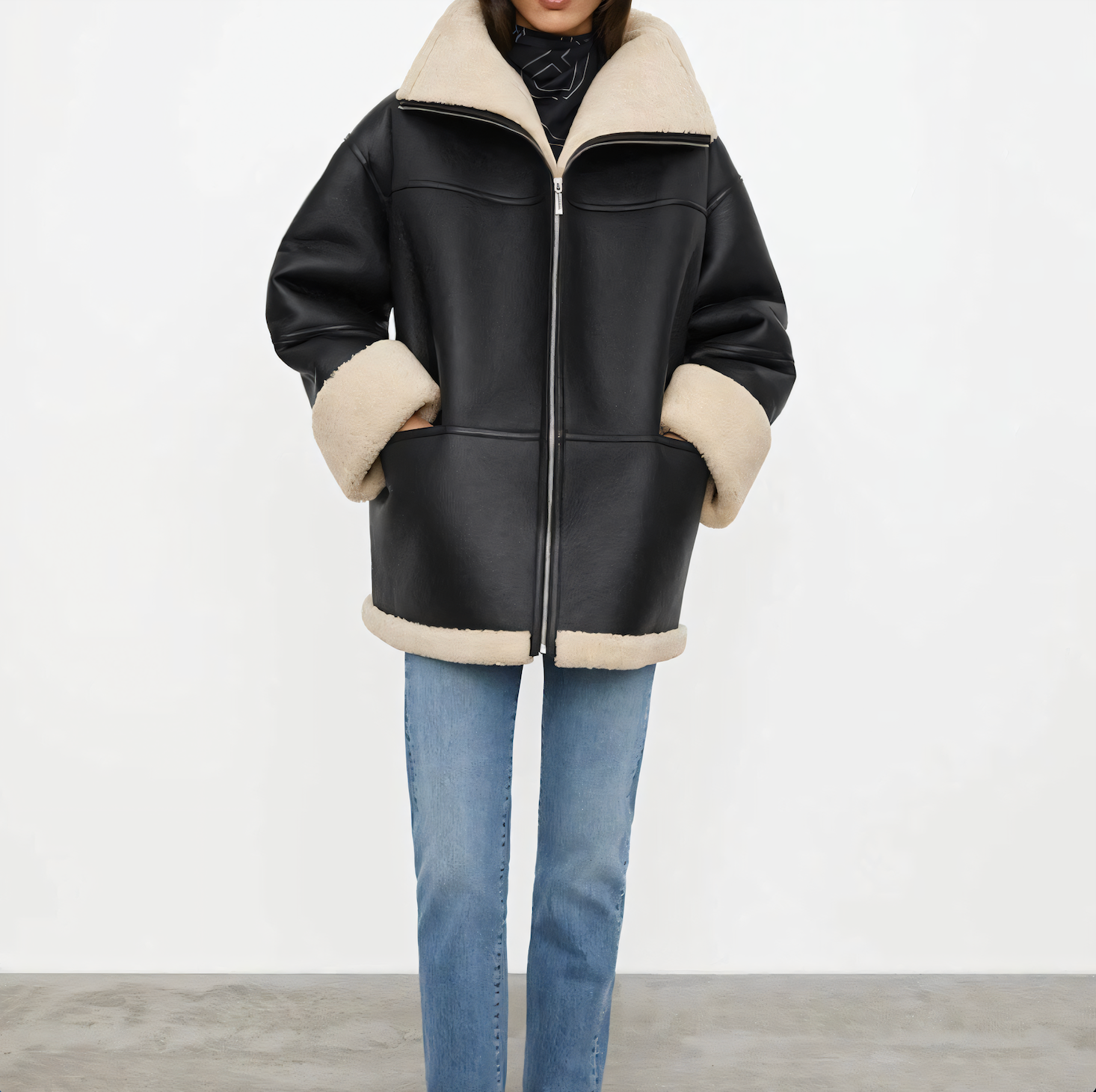 Janiyah | Bontgevoerde leren winterjas voor dames - stijlvol, warm en comfortabel